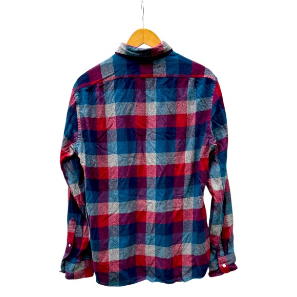 J.Crew‎  Red and Blue Cotton Casual Button Down Collared Shirt Slim Men's Large - Picture 3 of 7